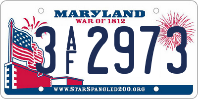 MD license plate 3AF2973