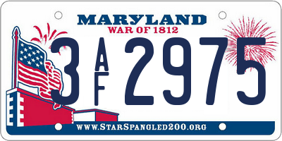 MD license plate 3AF2975