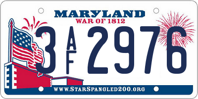MD license plate 3AF2976