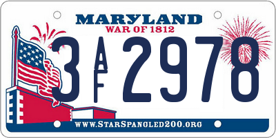 MD license plate 3AF2978