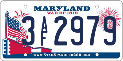 MD license plate 3AF2979