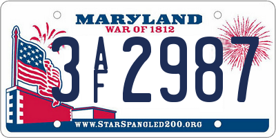 MD license plate 3AF2987