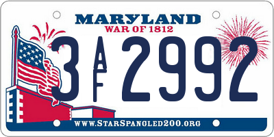 MD license plate 3AF2992