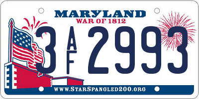 MD license plate 3AF2993