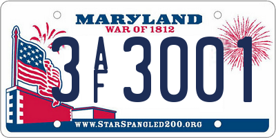 MD license plate 3AF3001