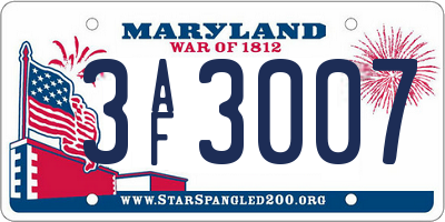 MD license plate 3AF3007