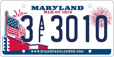 MD license plate 3AF3010
