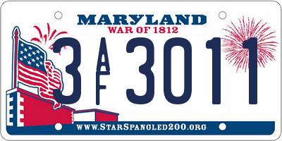MD license plate 3AF3011