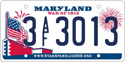 MD license plate 3AF3013