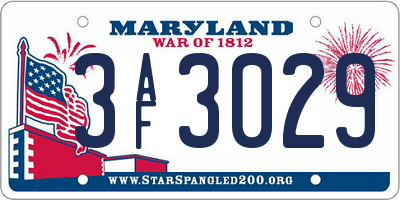 MD license plate 3AF3029
