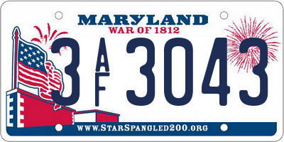 MD license plate 3AF3043