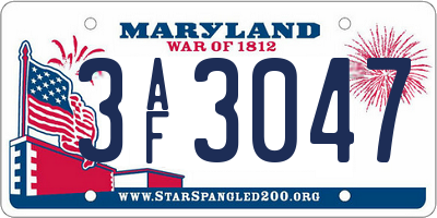 MD license plate 3AF3047