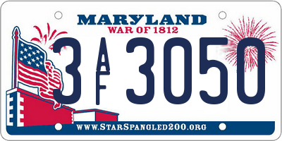 MD license plate 3AF3050
