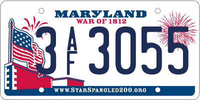 MD license plate 3AF3055