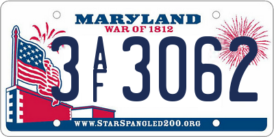 MD license plate 3AF3062