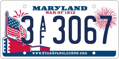 MD license plate 3AF3067