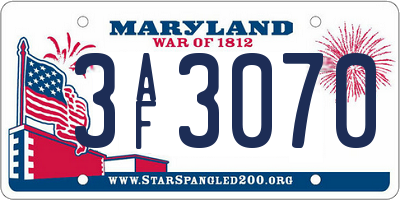 MD license plate 3AF3070