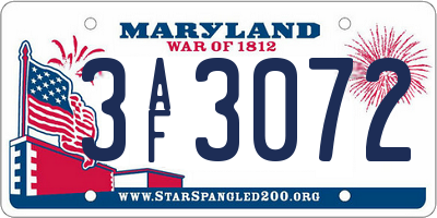 MD license plate 3AF3072