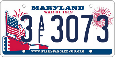 MD license plate 3AF3073