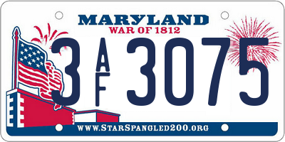 MD license plate 3AF3075