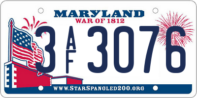 MD license plate 3AF3076