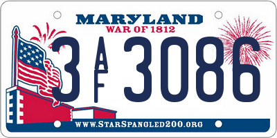 MD license plate 3AF3086