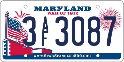 MD license plate 3AF3087