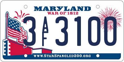 MD license plate 3AF3100