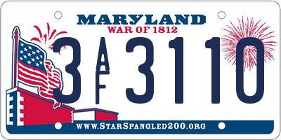 MD license plate 3AF3110