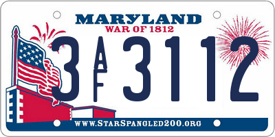 MD license plate 3AF3112