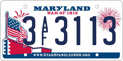 MD license plate 3AF3113