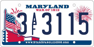 MD license plate 3AF3115