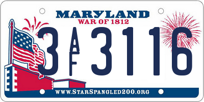 MD license plate 3AF3116