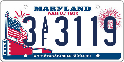 MD license plate 3AF3119