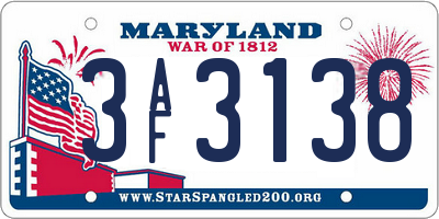 MD license plate 3AF3138