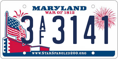 MD license plate 3AF3141