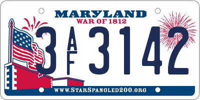 MD license plate 3AF3142