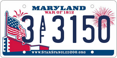 MD license plate 3AF3150