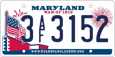 MD license plate 3AF3152