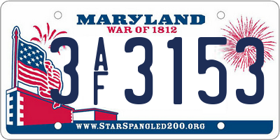 MD license plate 3AF3153