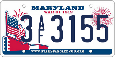 MD license plate 3AF3155