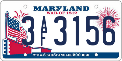 MD license plate 3AF3156