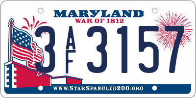 MD license plate 3AF3157
