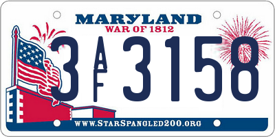 MD license plate 3AF3158