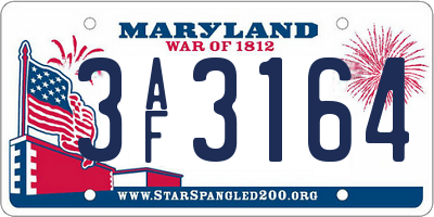 MD license plate 3AF3164