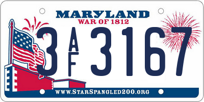 MD license plate 3AF3167