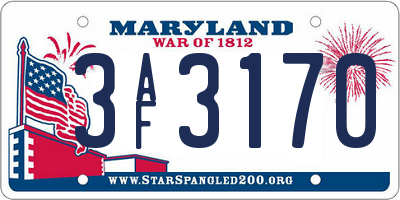 MD license plate 3AF3170