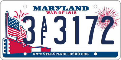 MD license plate 3AF3172