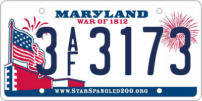 MD license plate 3AF3173