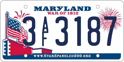 MD license plate 3AF3187